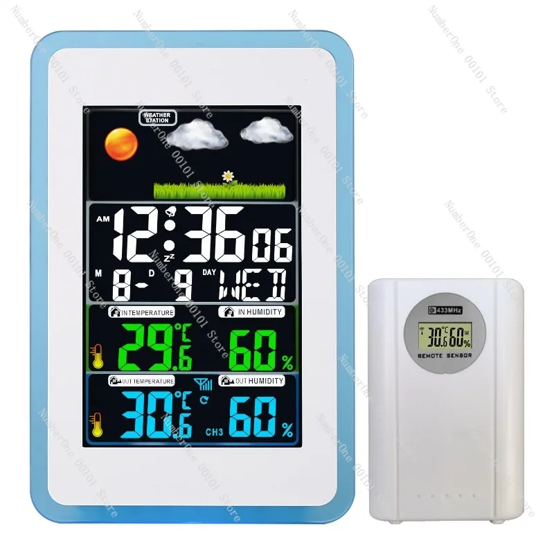 

Часы с прогнозом погоды, цветной дисплей, будильник для мониторинга температуры и влажности в помещении и на открытом воздухе