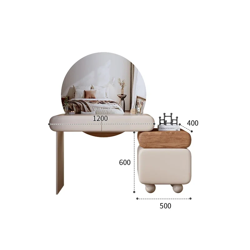 

MJY light luxury dresser large round mirror bedroom small apartment modern simple makeup table