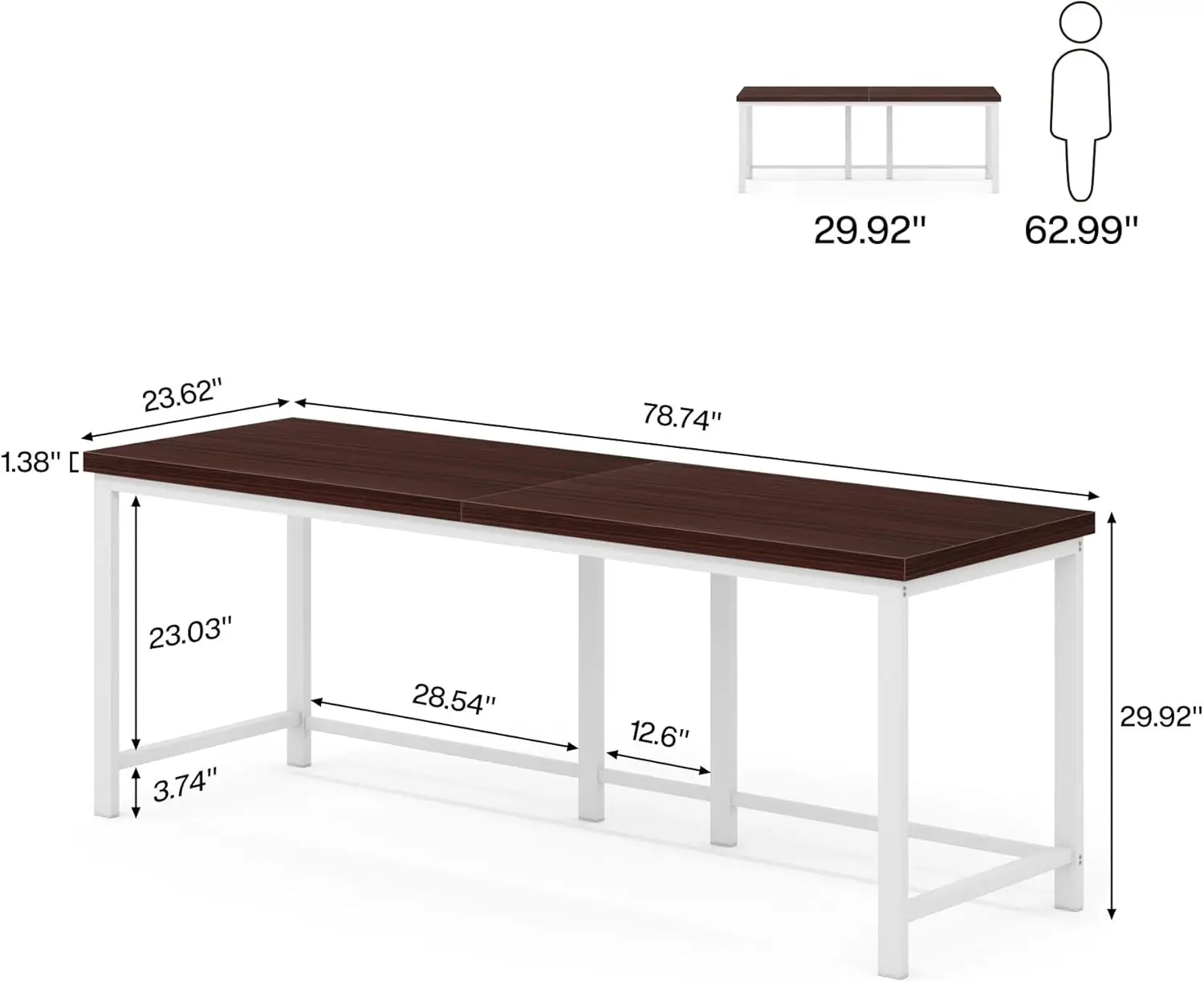 Tribesigns 78.7 inch Double Computer Desk, Extra Long 2 Person Desk Workstation, Large Office Desk Study Writing Table for Home