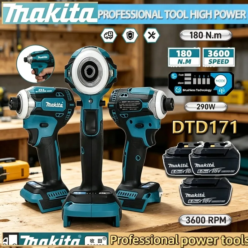 

Аккумуляторный бесщеточный шуруповерт Makita DTD171 с высокой мощностью и крутящим моментом, ударный гайковерт