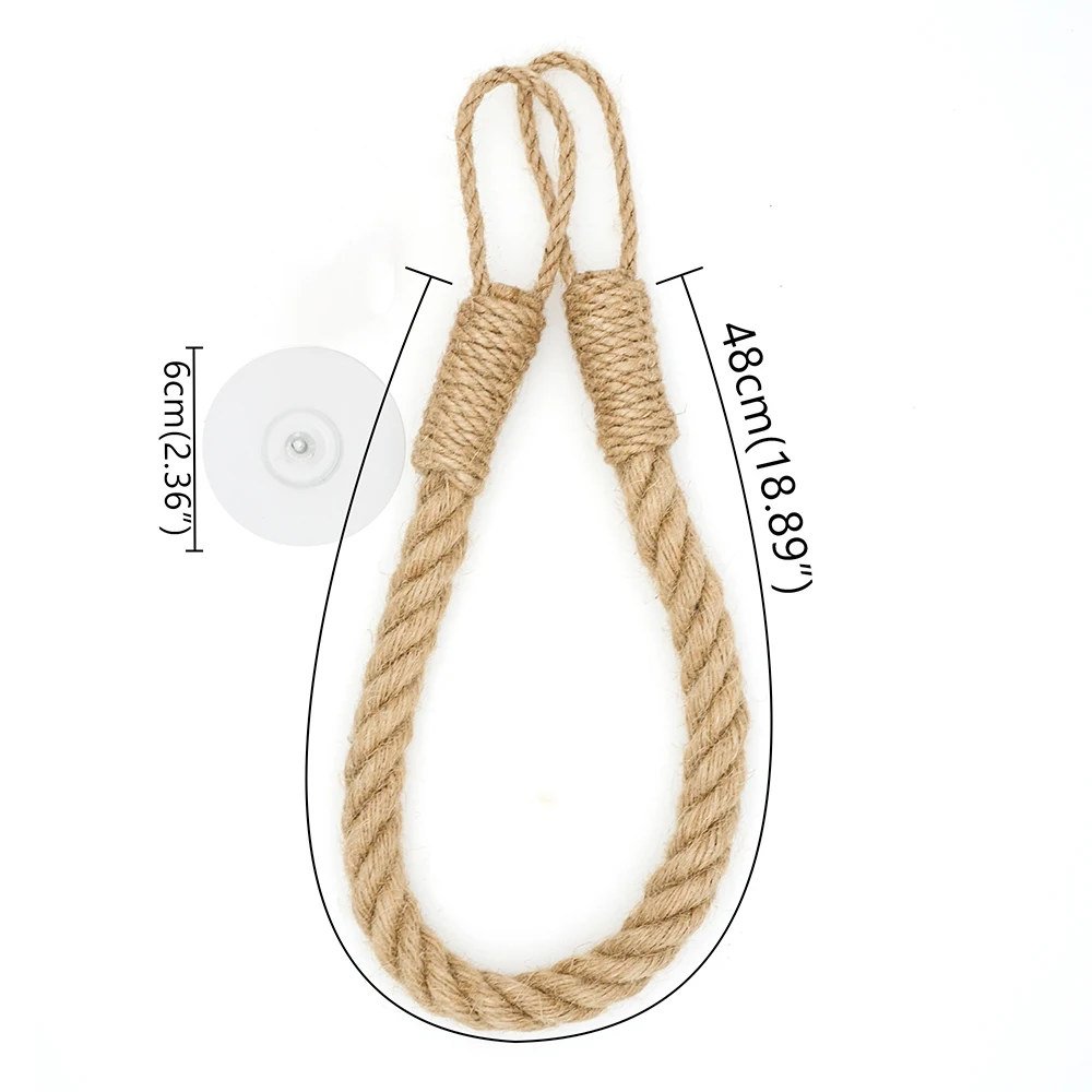 Hemp Rope Paper Towel Holder Solid Wood Cotton Rope Woven Storage Towel Rack Storage Rack Creative Punch-free Paper Roll Holder