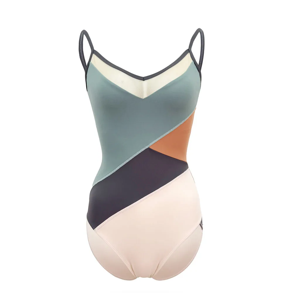 Leotardos de Ballet para mujer, traje de baile sin mangas con bloques de Color, Leotardos de gimnasia para adultos, Ropa de baile de Ballet para actuación