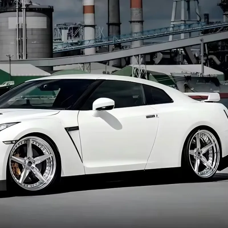 Staggered Silver Alloy Aftermarket Rims Rivet Outer Barrel 2-Piece 5 Star Polished Forged Wheels Machined Face For Vehicle Appea