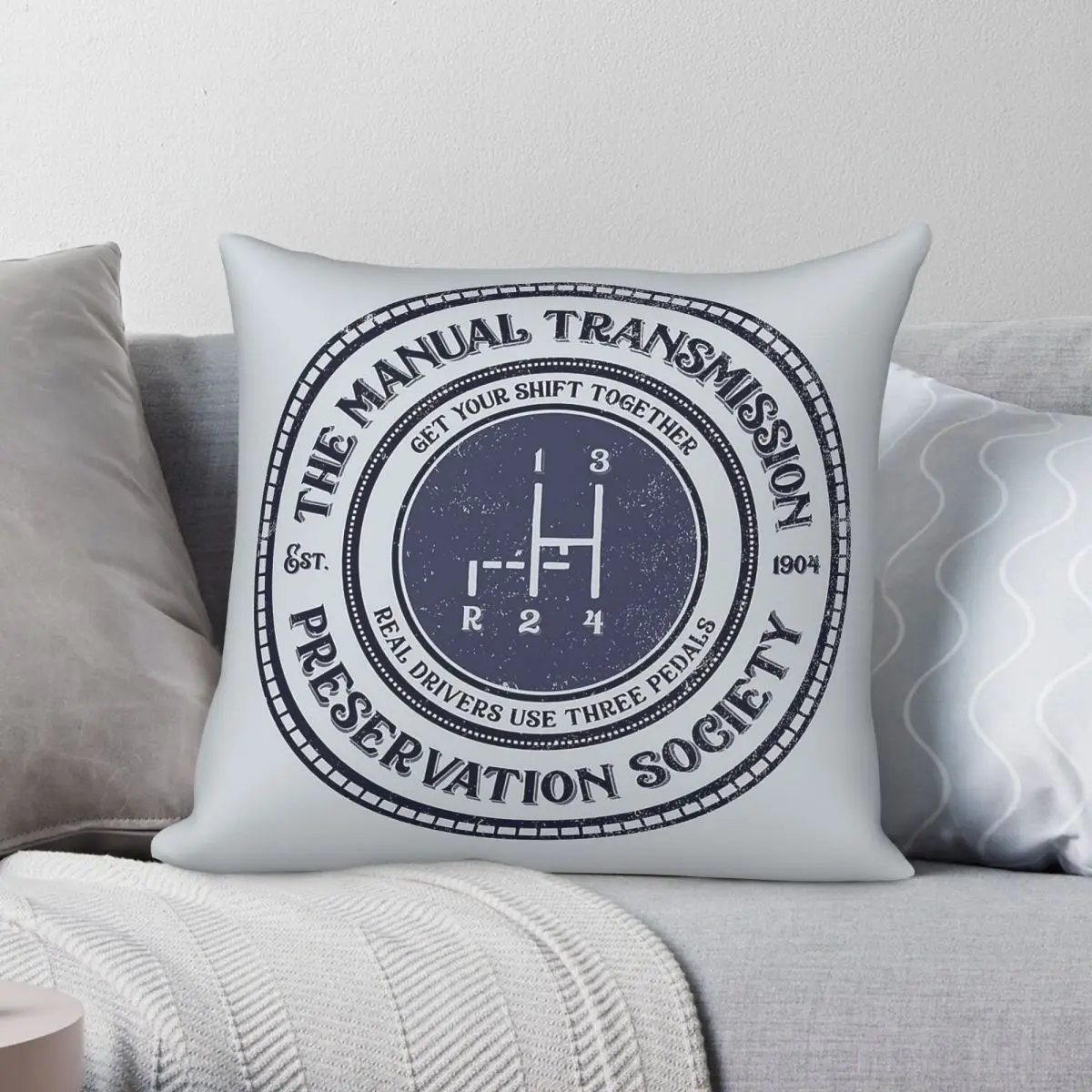 Manual Transmission Vintage Shift Square Pillowcase Polyester Linen Velvet Pattern Zip Decorative Throw Pillow Car Cushion Cover