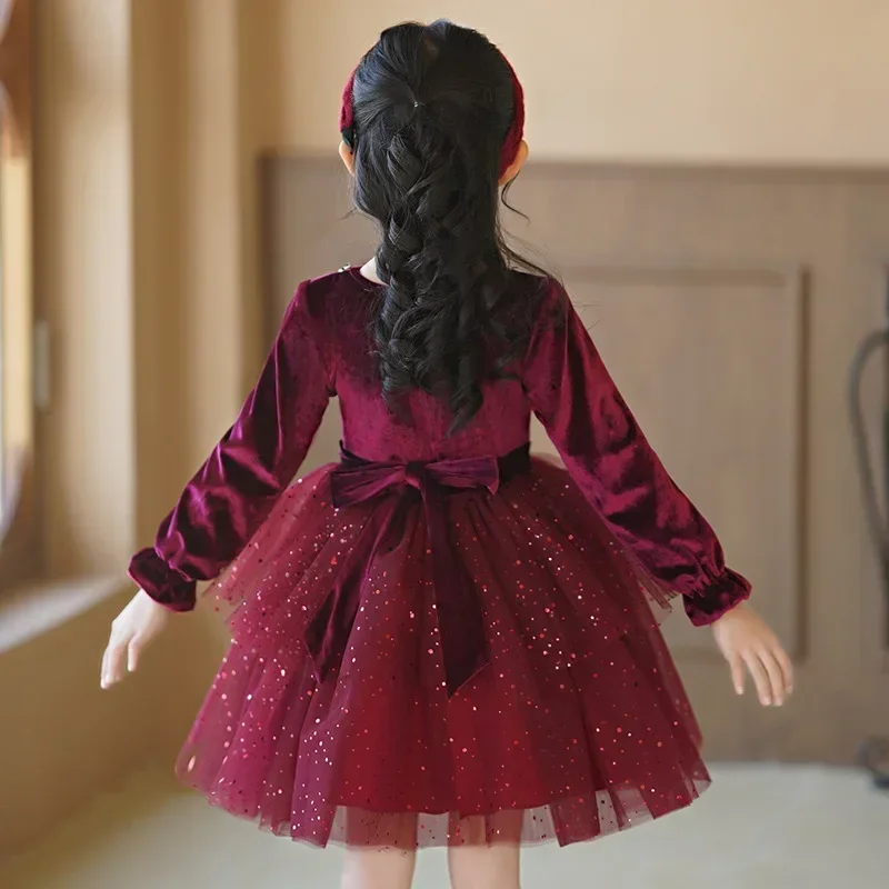 Fashion Bridesmaid Dresses Lace Mesh Sleeveless Party Dress for Kids Girl Spring Autumn Princess Dress for Girls 3-12 Years