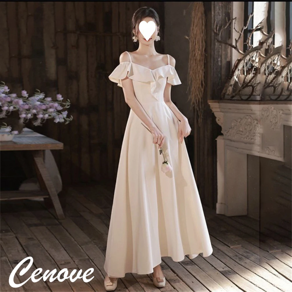 

Cenove Off The Shoulder Neckline Prom Dress Ankle Long With Short Sleeves Evening Summer Elegant Party Dress For Women2023