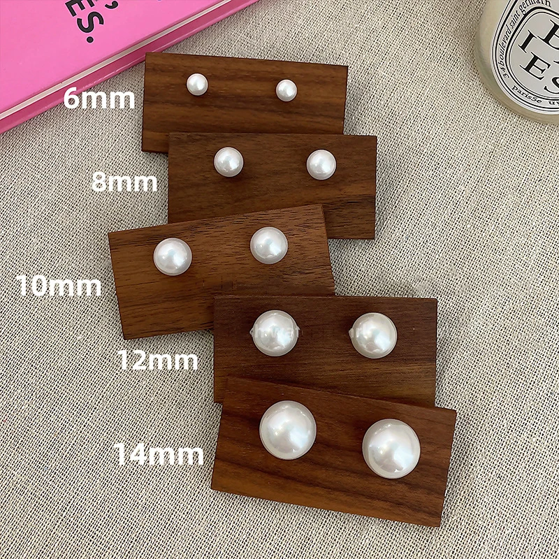 6-14mm White Imitation Pearl Ear Stud for Women Trending Items Korean Fashion Circle Pearl Earring Ins Style Jewelry Party Gift