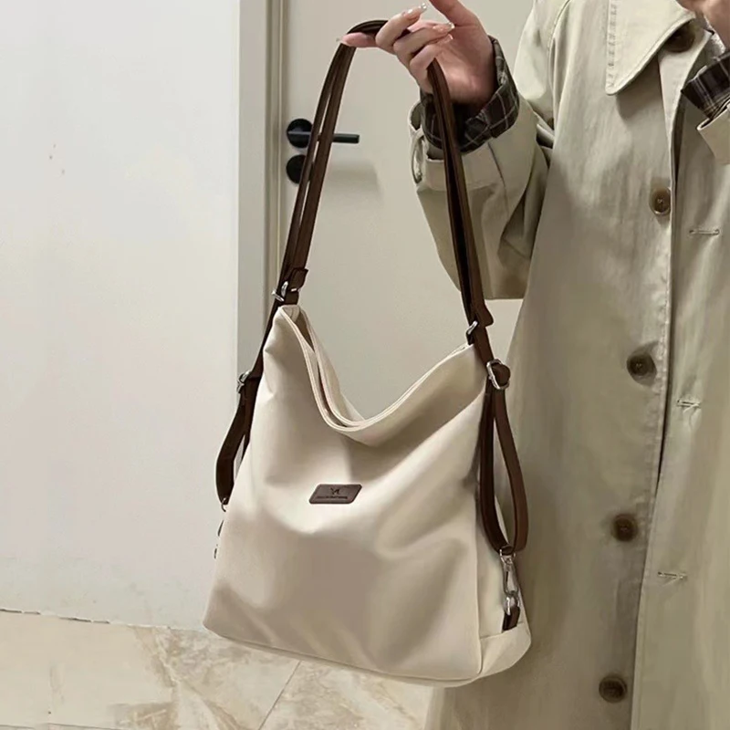 

Large Capacity Fashion Canvas Shoulder Bag Women's Leisure Literature and Art Simple Solid Color Crossbody Backpack