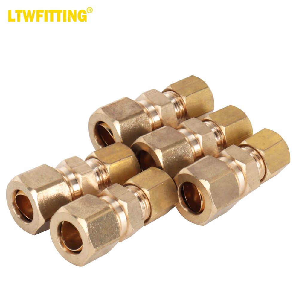 

LTWFITTING 3/8-Inch OD x 1/4-Inch OD Compression Reducing Union,Brass Compression Fitting(Pack of 5)