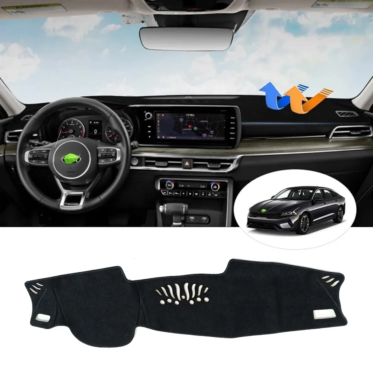 

Dashboard Cover Mat for Kia K5 2021 2022 2023 2024 Accessories Dash Cover Flannel Dash Mat Sunshade Glare UV Rays (without HUD)