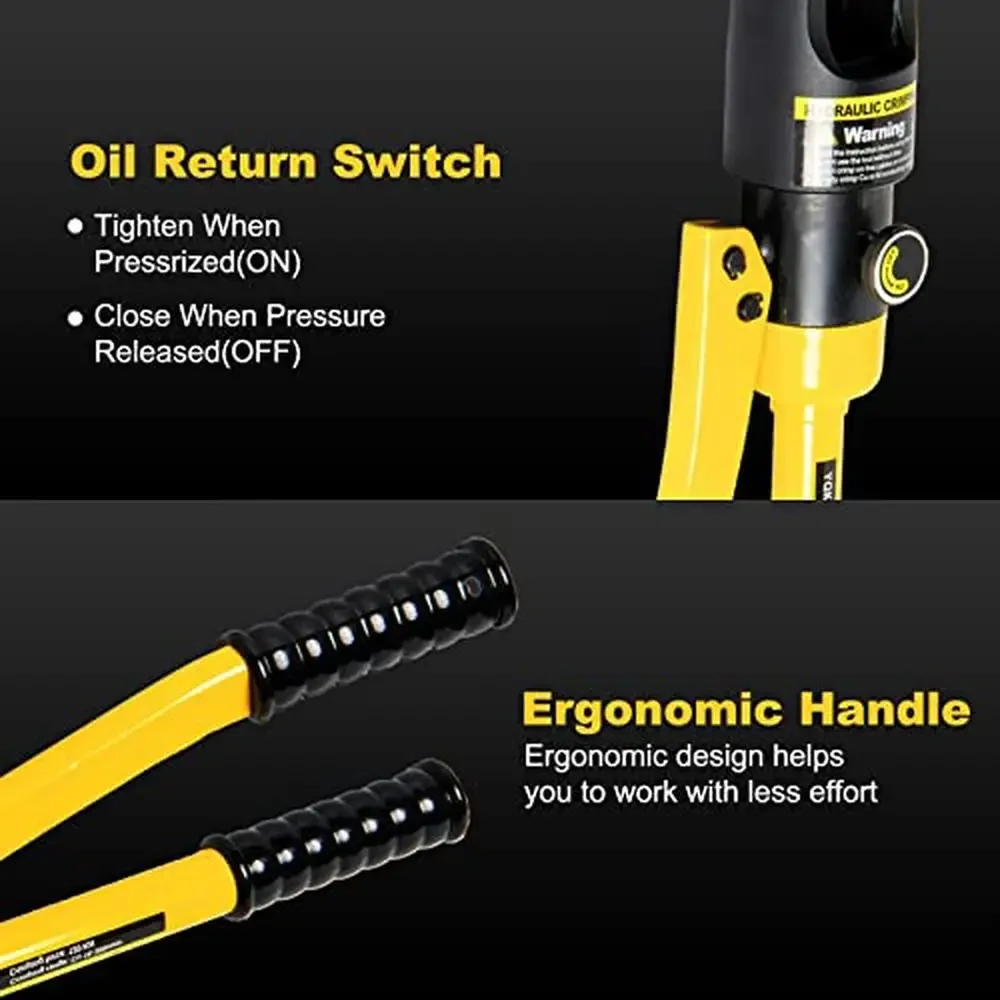 Alat Crimping kawat hidrolik 16T, dengan 13 cetakan kabel baterai Lug Terminal Crimping 9AWG ke 600MCM rentang 16T kekuatan Crimping vinil