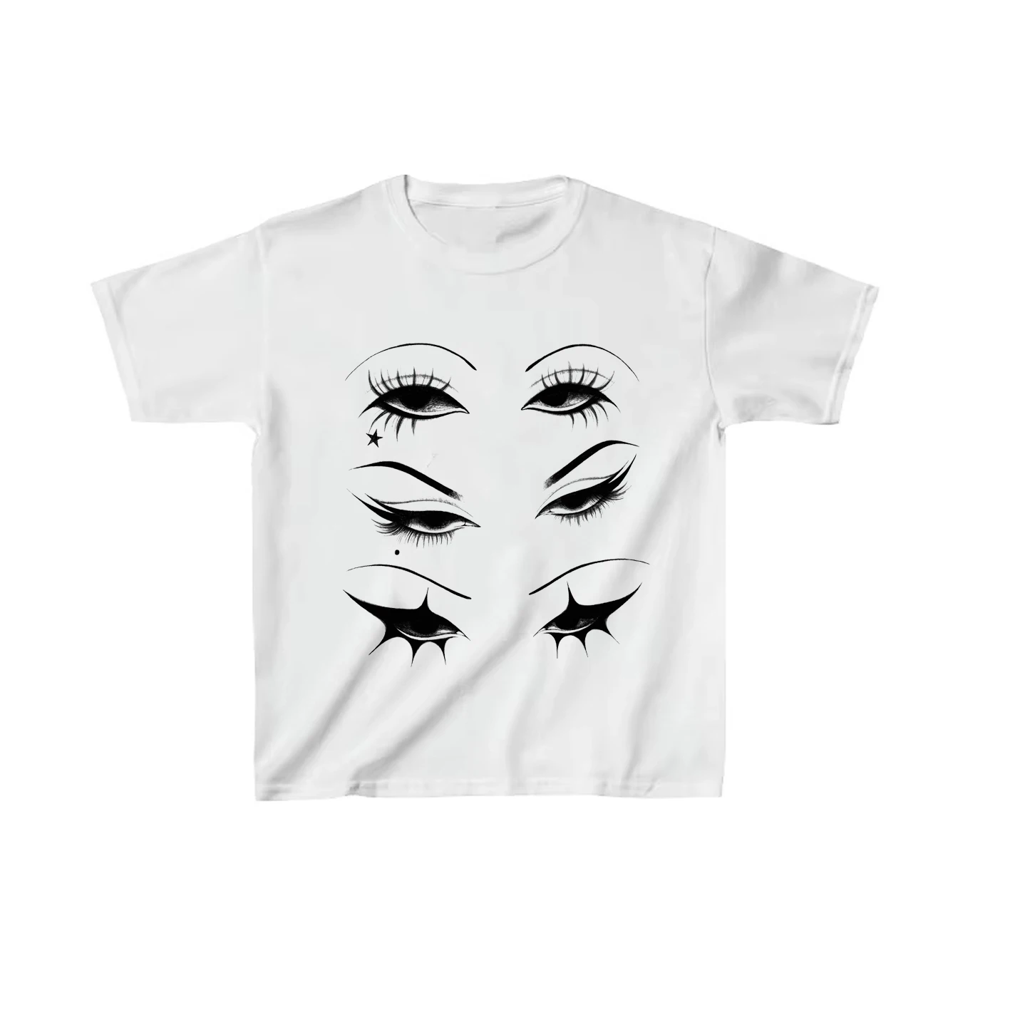 

Spring and summer unique personality eye print women's short style retro street Kawaii Harajuku pattern fashionable women