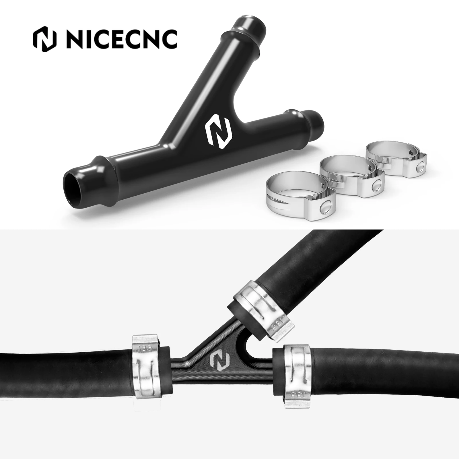 

Алюминиевый Y-образный фитинг NICECNC с хомутами для шлангов для Can-Am Maverick X3 Outlander Defender Renegade 570 Commander 1000R 800, алюминий