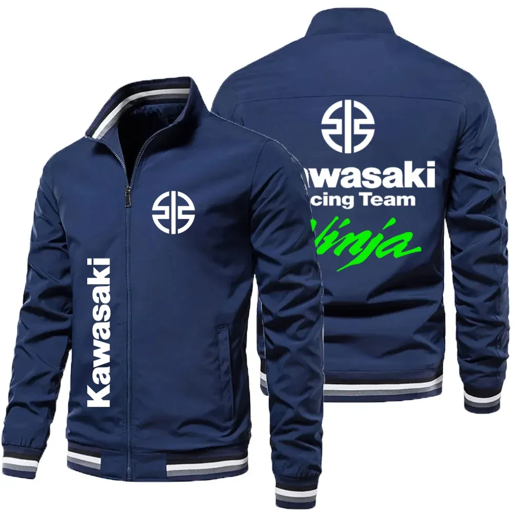2023 Lente/Zomer Nieuwe Groene Rits Jas Herenmode Kawasaki Motorfiets Logo Harajuku Sportkleding Damesjas