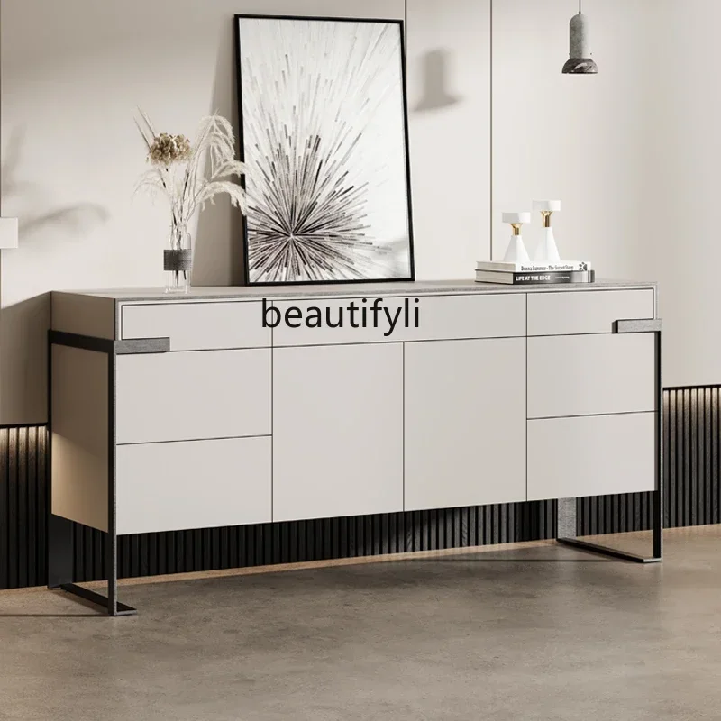 

ss25 Italian light luxury simple luxury dining side chest simple modern wine cabinet metal locker