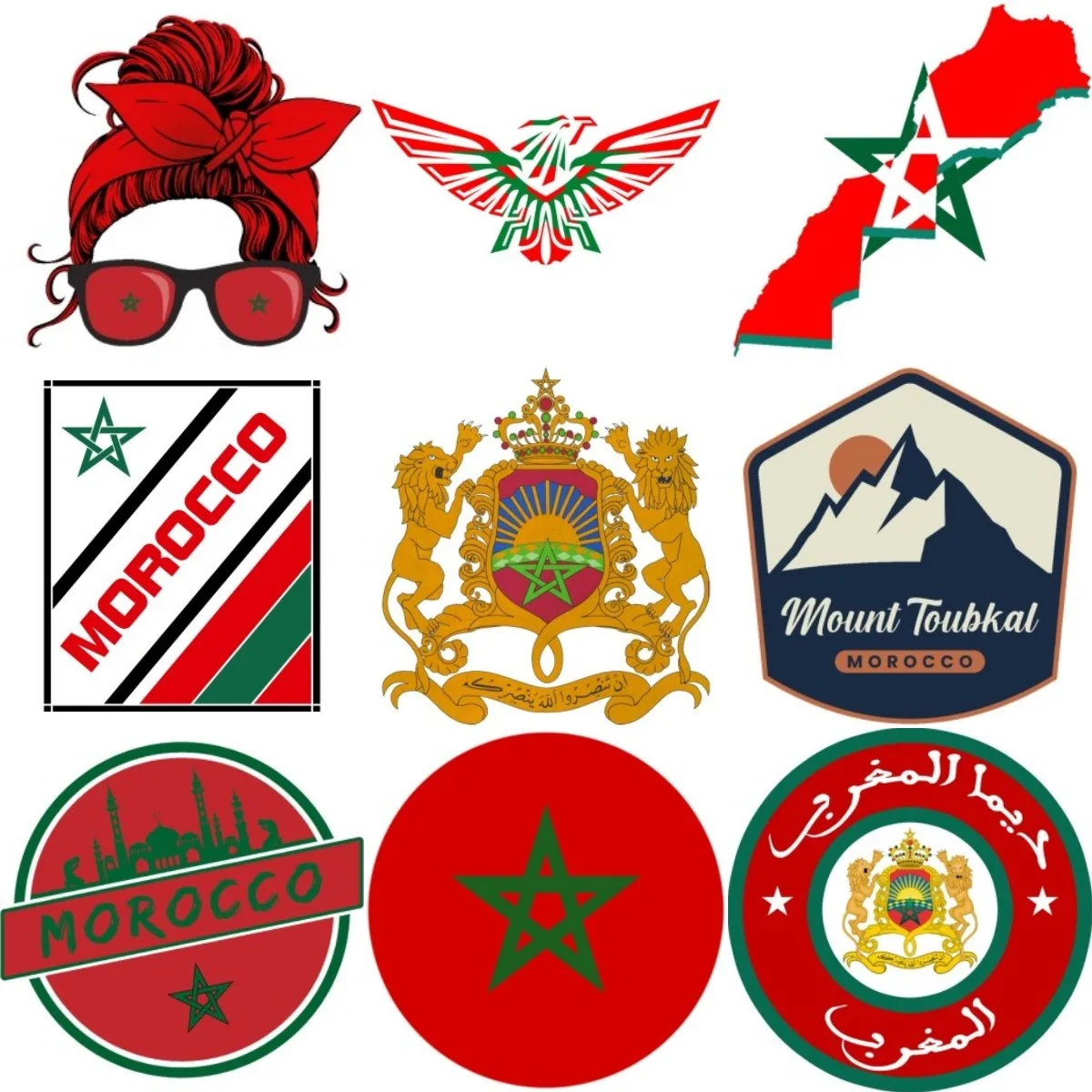 Morocco Flag Map Badge Stickers Wall Vinyl Truck Car Motorcycle Bicycle Off-road Racing Helmet Bicycle Camper Decal Assecories