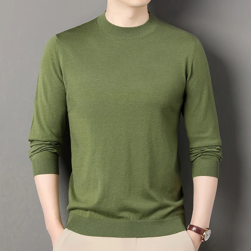 Sell Well Men Thin Basic Knit T-shirt Spring Casual O-Neck Knitting Clothes Long Sleeve Soft Wool Blend Jumper Pullover Shirts
