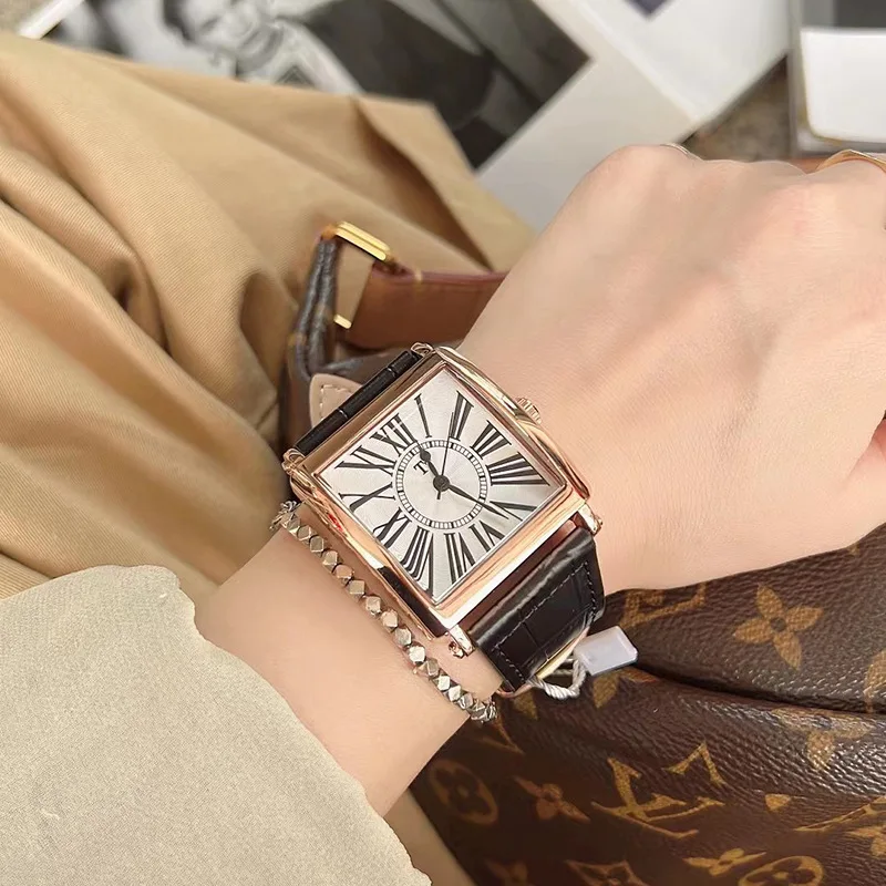 2025 New Vintage Roman Small Square Quartz Watch Student Trend Fashion Automatic Waterproof Ladies Watch Luxury