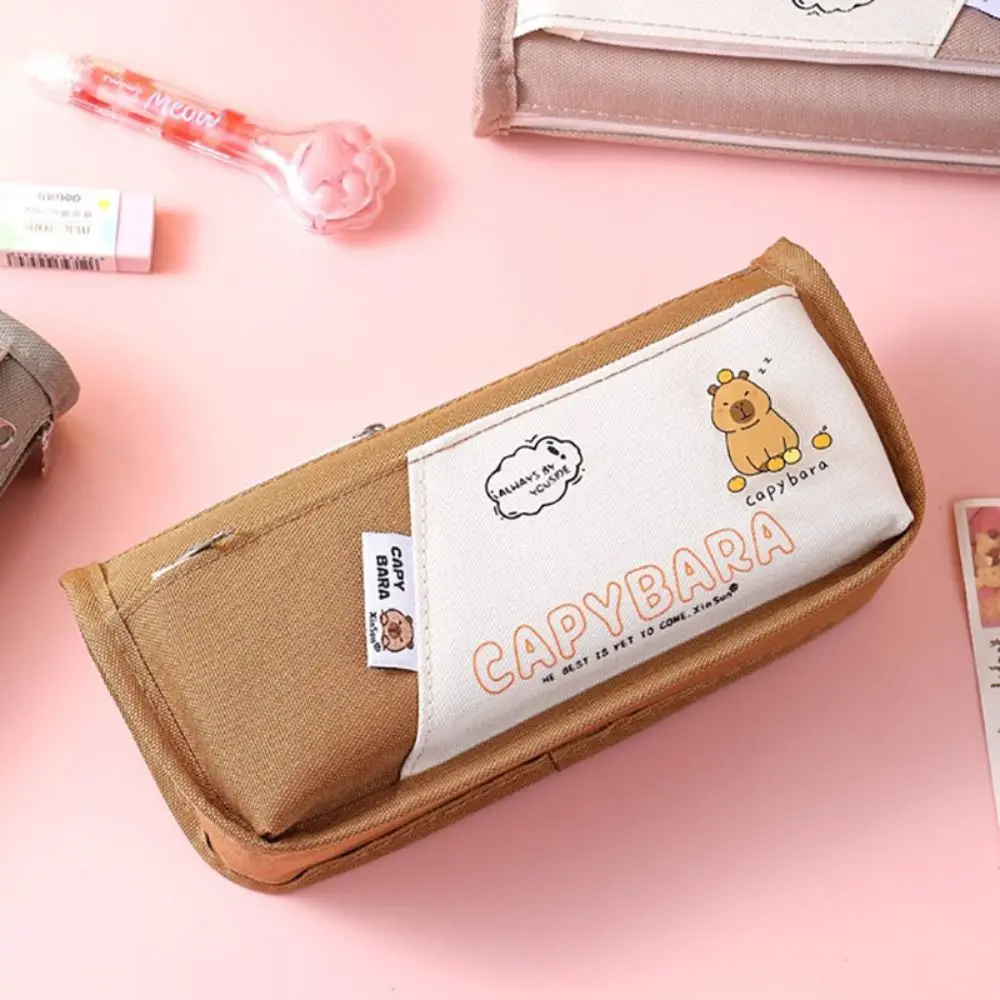 การ์ตูน Capybara ปากกากระเป๋า Double-Layer Back To School ของขวัญเครื่องเขียนกระเป๋าขนาดใหญ่ความจุดินสอนักเรียน