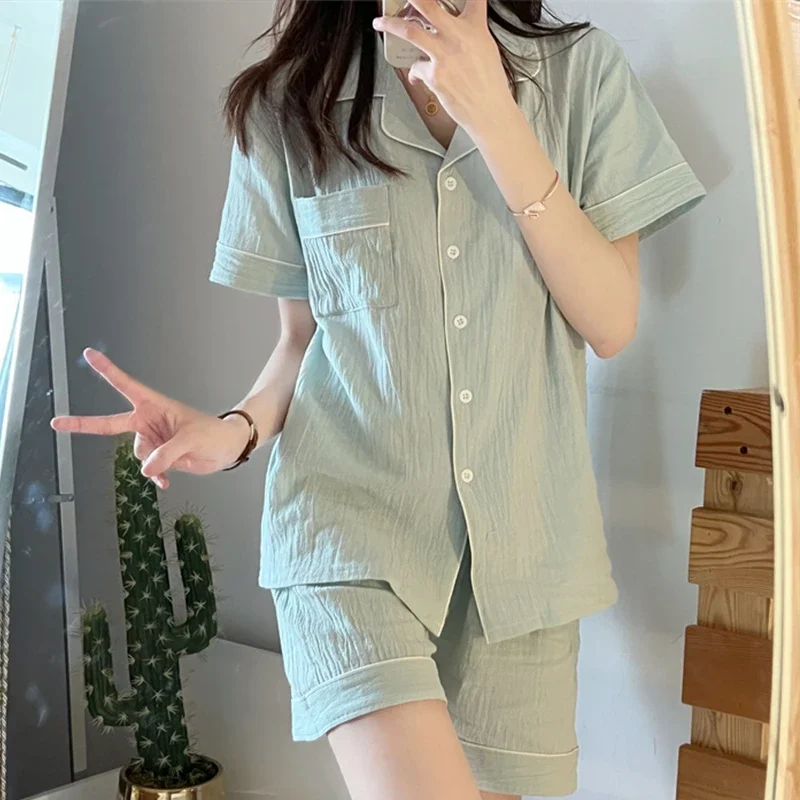 3PCS Ins Lace Lace Pajamas Female Summer Sweet and Cute Net Red Short-sleeved Shorts Thin Section of The Home Clothing Set