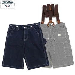 New Railway Striped X Y TYPE Camisole Shorts Canvas Workwear Shorts Suspenders Pants Summer Natural Denim Bib Overalls for Men