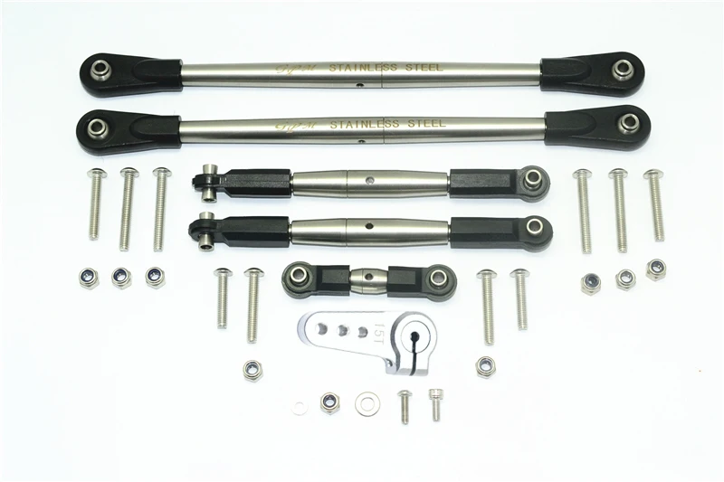 GPM STAINLESS STEEL ADJUSTABLE TIE RODS W. ALUMINUM SERVO HORN TEAM LOSI 1/6 SUPER BAJA REY 4X4 -LOS05013