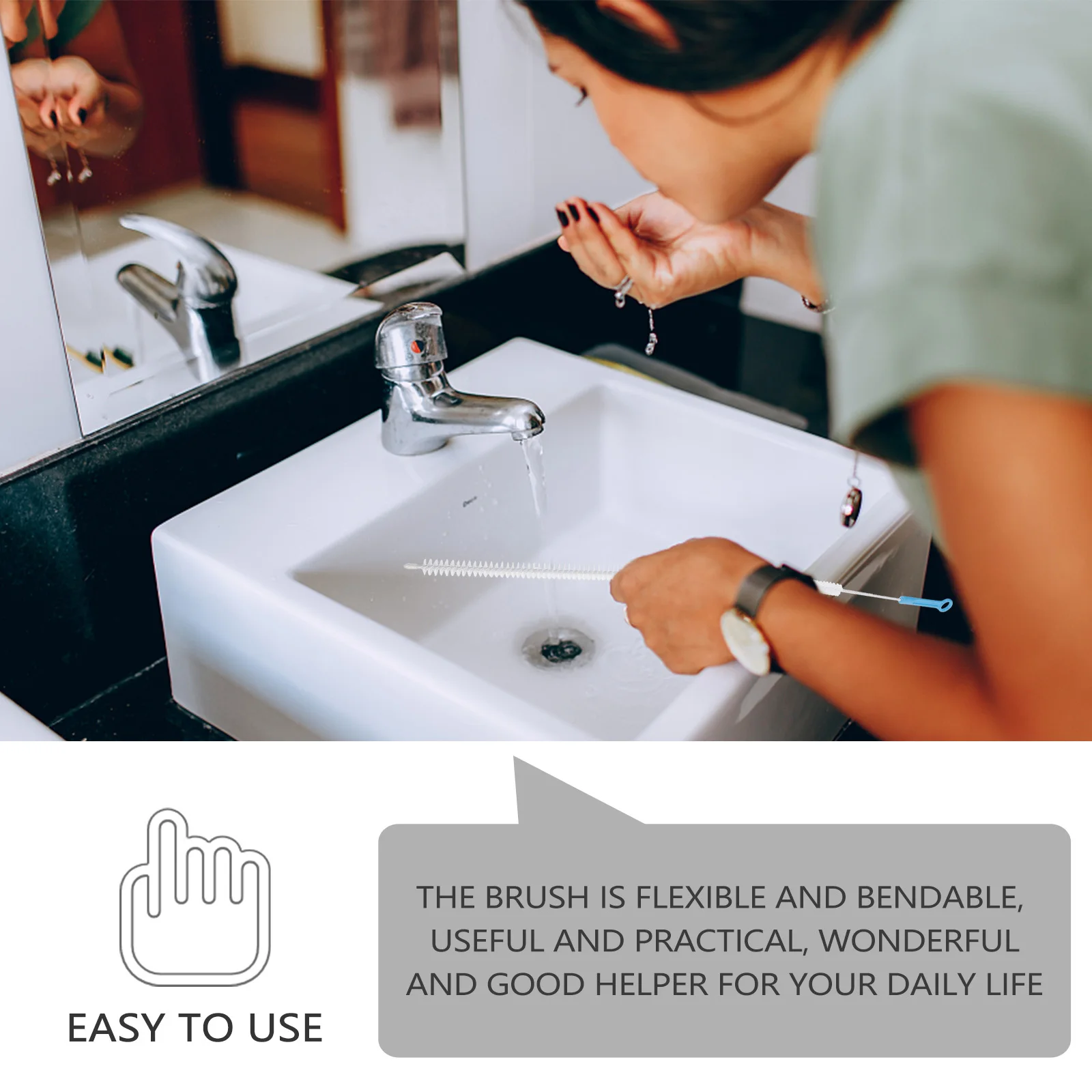 2 قطعة استنزاف تسد فرشاة إزالة مرنة انحناء بالوعة فرشاة تنظيف البلاستيك استنزاف تنظيف أداة تنظيف بالوعة المنزل #2