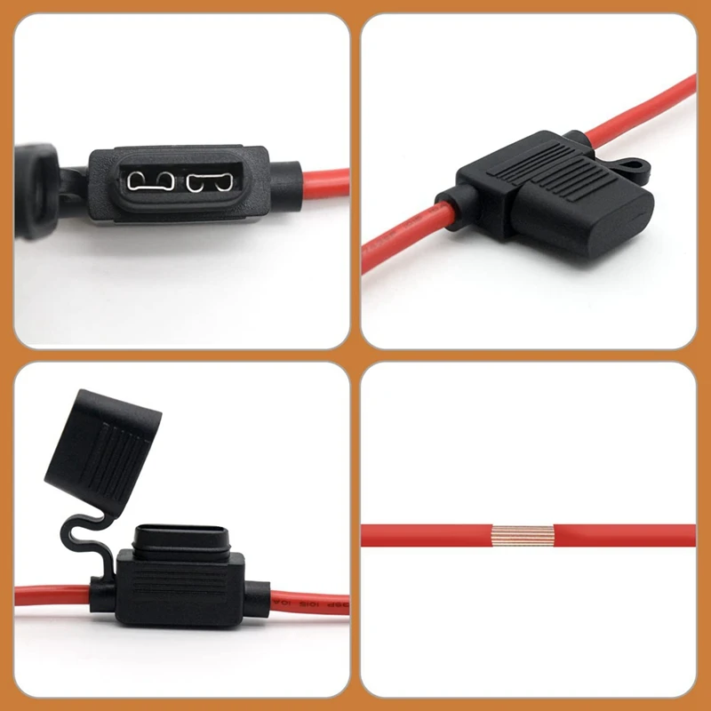 10 Gauge Fuse Holder - 10 AWG Inline Fuse Holder With 40 AMP ATC Blade Fuses (4Pack) Automotive Retrofit Fuse Holder