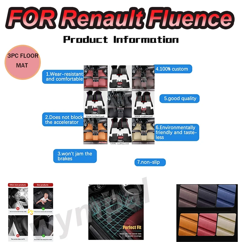 

LUXURY Car Floor Mats For Renault Fluence 2011 2012 2013 2014 2015 2016 2017 Custom Auto Foot Pads Automobile Carpet Cover