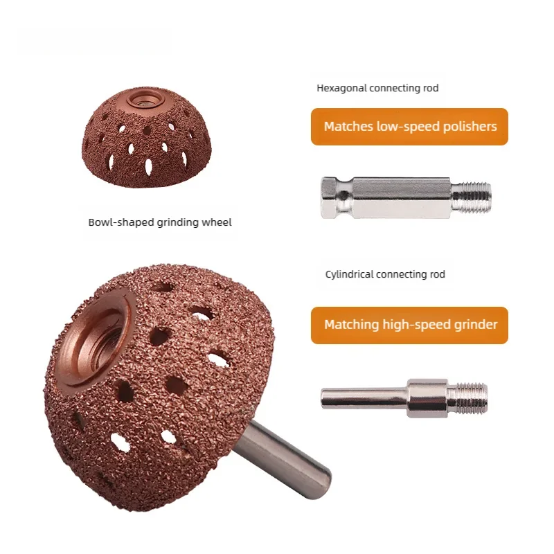 Tungsten Steel Tire Repair Grinding Head Hemispherical Buffing Wheel with Linking Rod for Car Motorcycle Pneumatic Grinder Tool