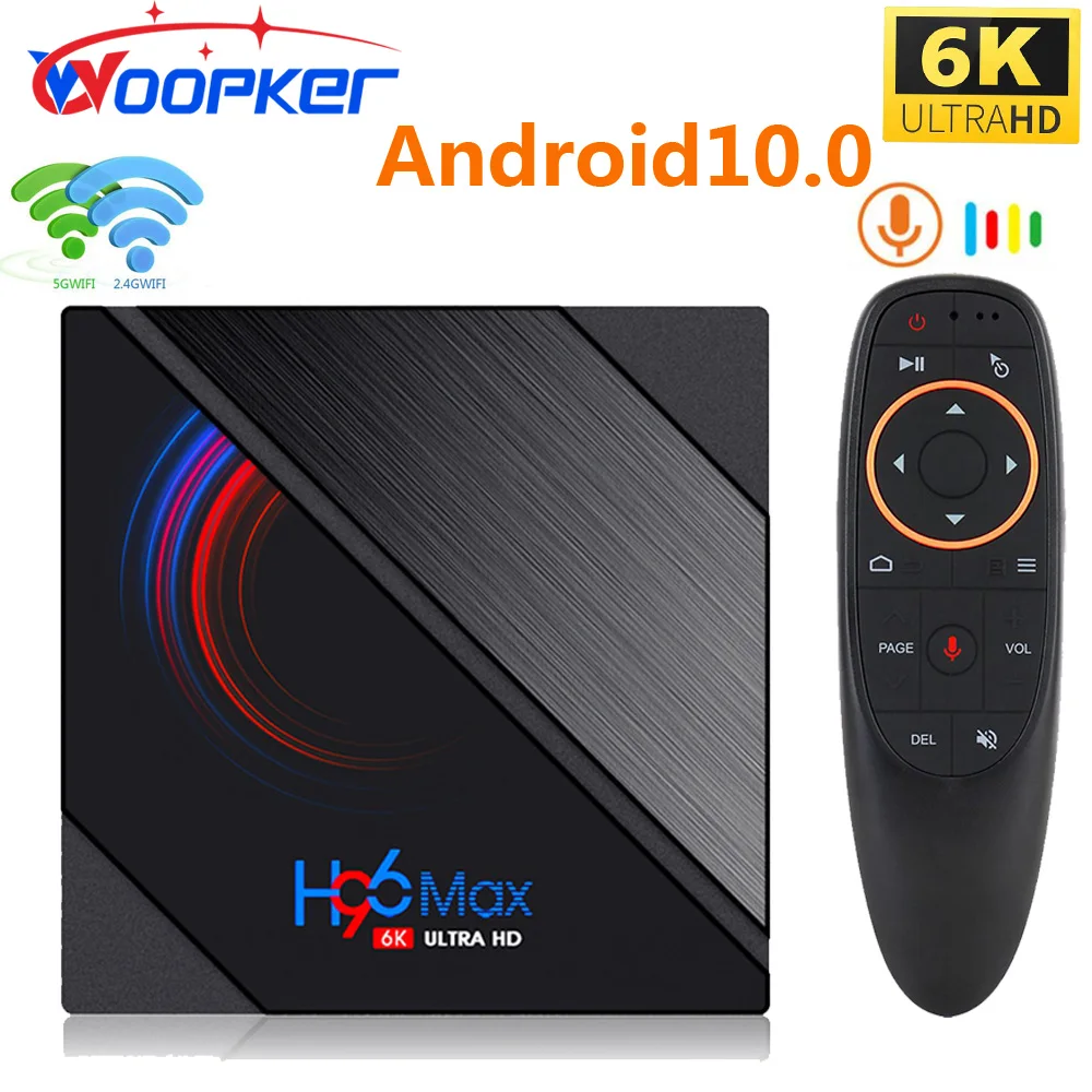 Woopker H96 MAX Smart TV Box Android 10 6K Media Player 2.4G 5G Wifi BT H616 Set Top Box Voice Control Assista