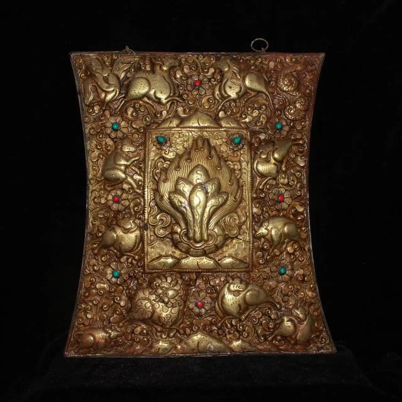 

Старые тибетские медные резьбы ручной работы из чистой меди инкрустированы драгоценностью thangkas статуя, бесплатная доставка