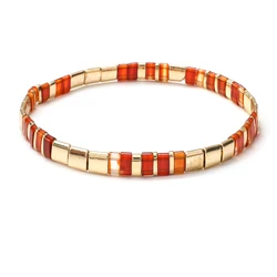 ZMZY Vintage Stone Beads Tila Bracelets Classic Natural Stone Figure Tila Beads Beaded Boho Fashion Bracelets Women
