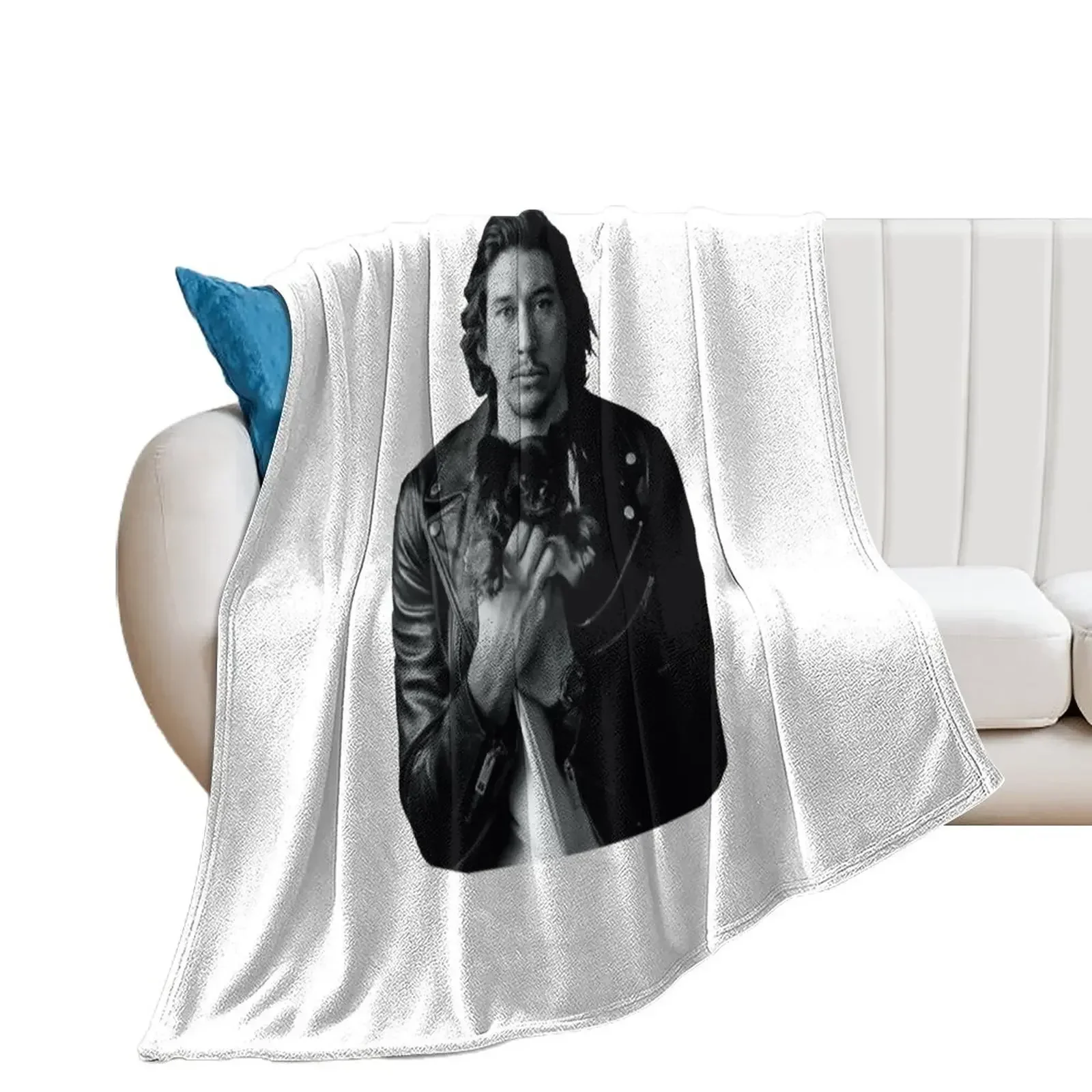 Adam Driver with dog Throw Blanket Bed Fashionable Luxury Brand heavy to sleep Blankets