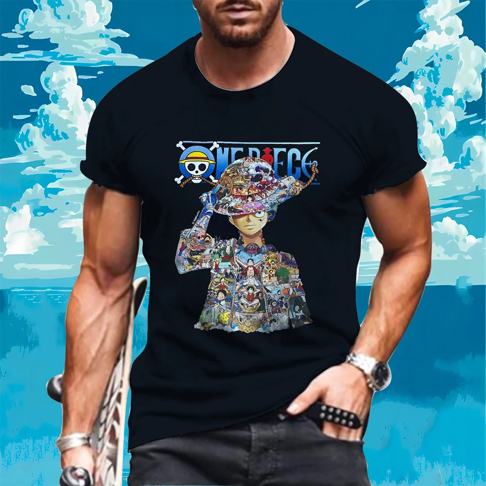 T-shirt da uomo rufy di un pezzo t-shirt da palestra di tendenza con stampa Essentials t-shirt a maniche corte Y2k Harajuku Style Anime Fashion Kid