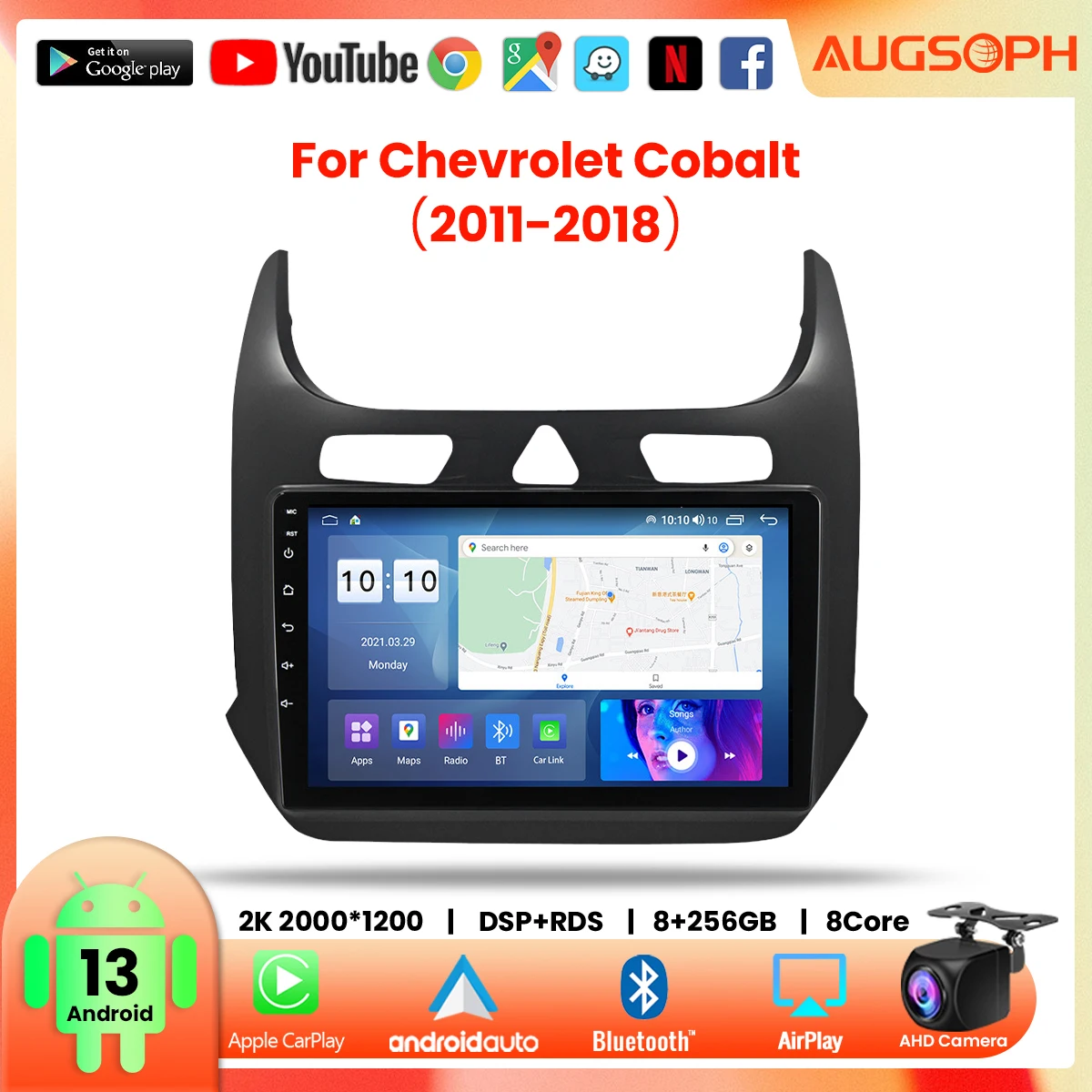 

Android 13 Car Radio for Chevrolet Cobalt 2011-2021, 9inch 2K Multimedia Player with 4G Car Carplay DSP & 2Din GPS Navigation