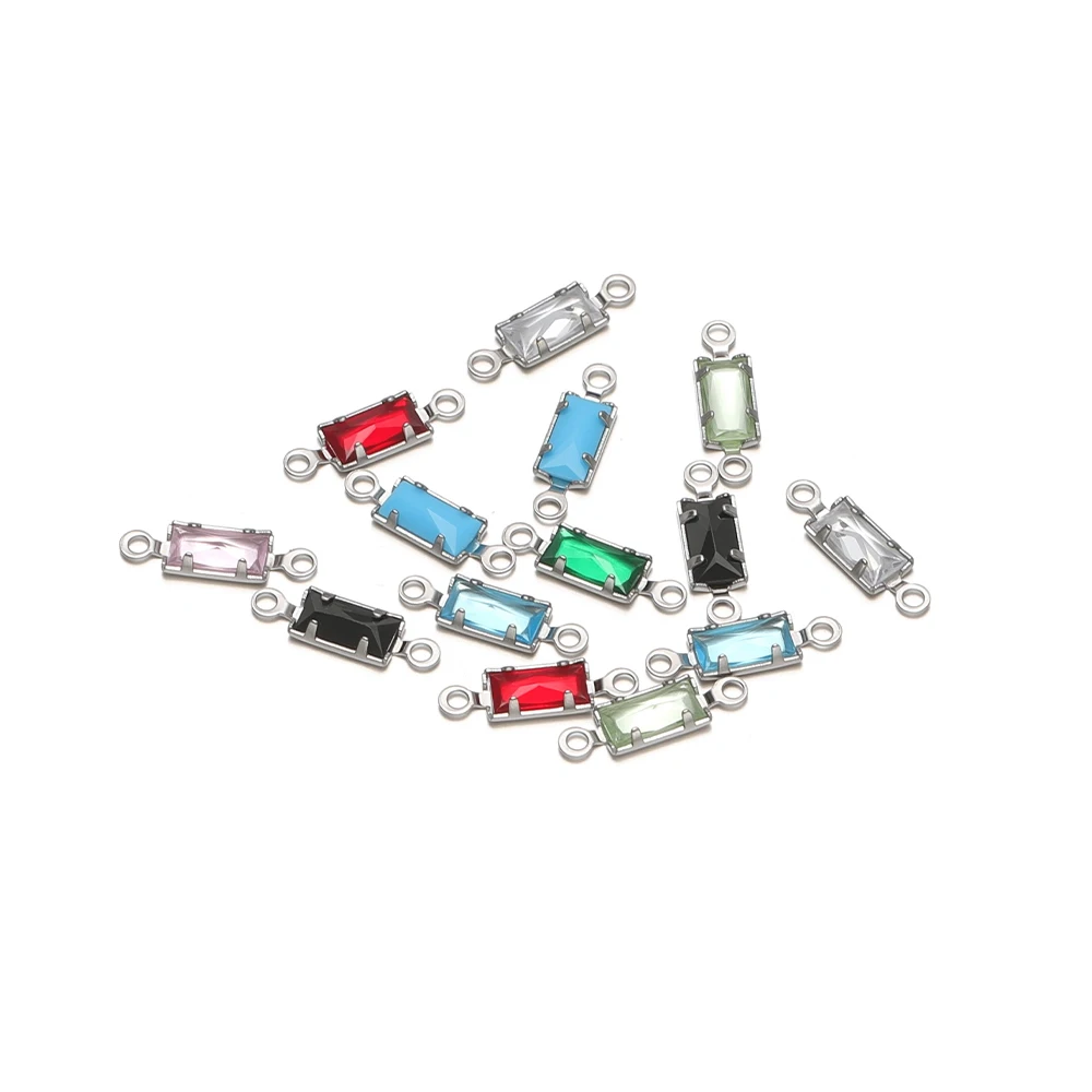 20 Stück Edelstahl-Kristallglas-Anhänger, rechteckige und ovale Charms für die Herstellung von Schmuck, Ohrringen, Halsketten und Armbändern. – Detail 4