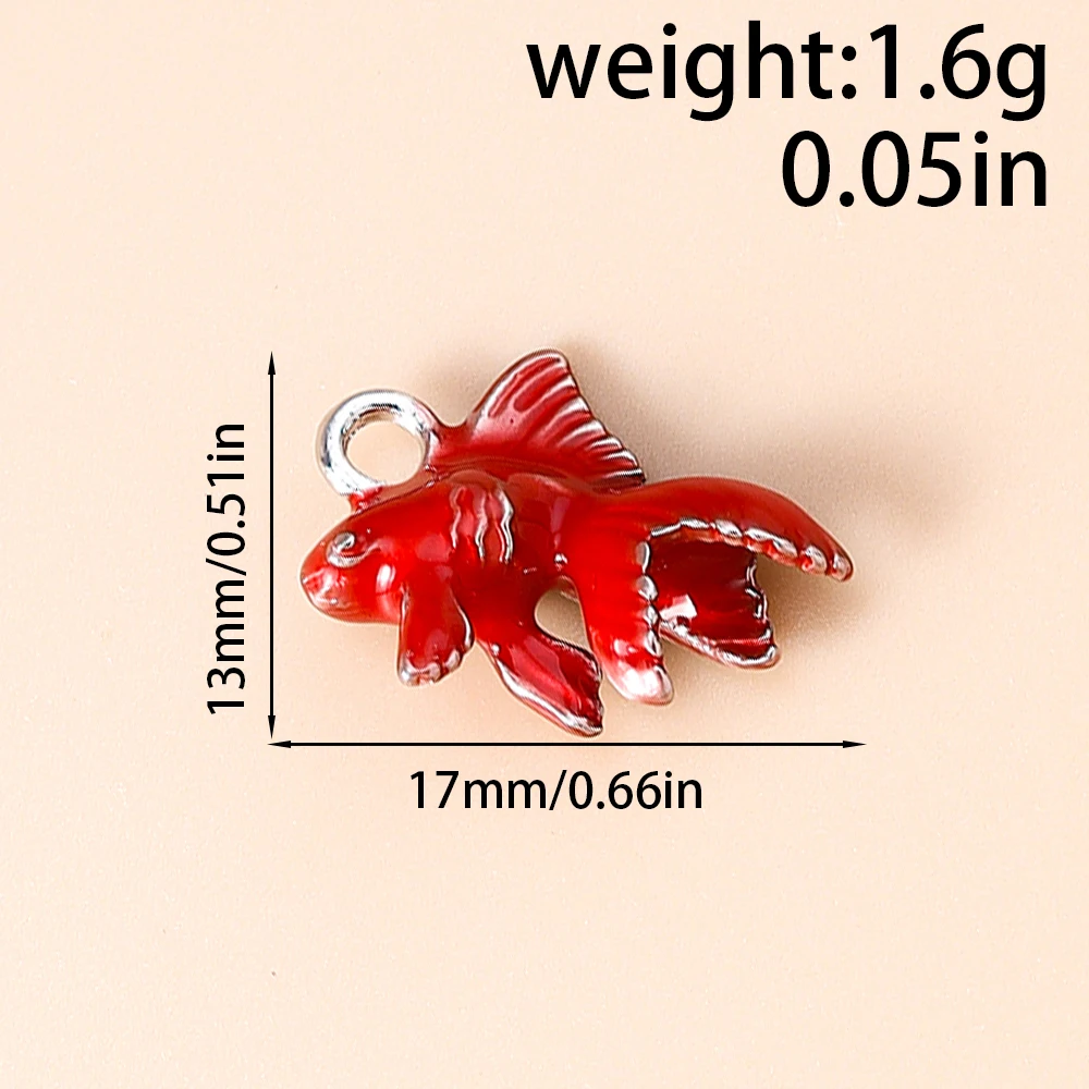 Leslie 5 Stück süße rote Mini-Ozeanfische, Delphin, Koralle, Seestern, Charm-Perlen für Sterlingsilber, Armband, Schmuckherstellung, DIY – Detail 11