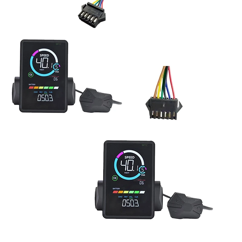 

M7C-2 Electric Bike LCD Display Meter 24V 36V 48V 60V E Scooter LCD Panel With USB For Mountain Electric Bike SM 6PIN Durable