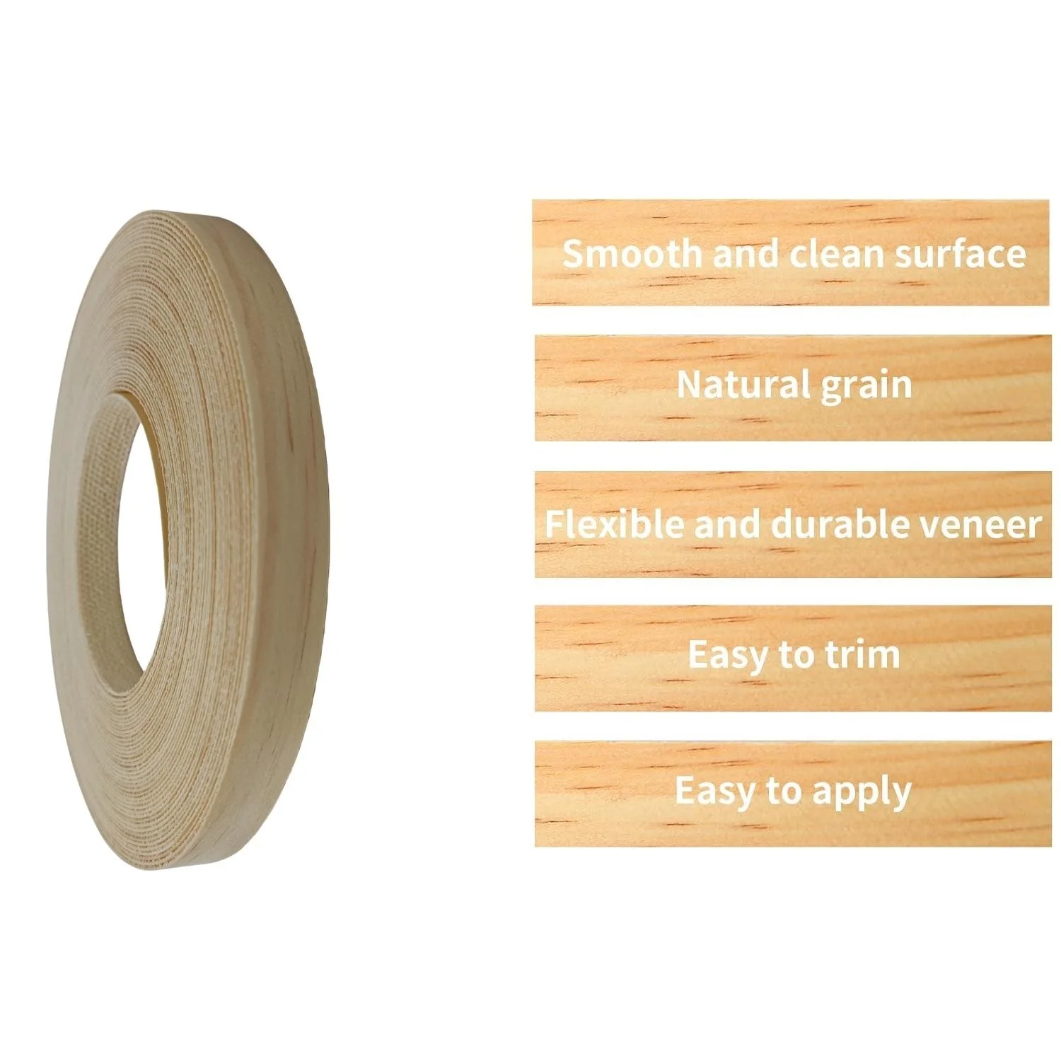 Real Pine Edge Banding Wood Veneer Roll, Pre-glued Iron On Edgebanding, Hot Melt Adhesive Wood Tape For Furniture Plywood MDF