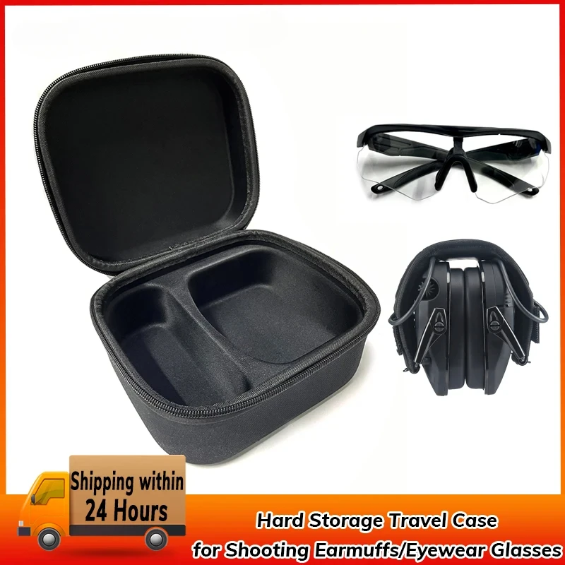 Hard Storage กระเป๋าเดินทางสําหรับอิเล็กทรอนิกส์ยิง Earmuffs ใช้งานร่วมกับพับได้ป้องกันการได้ยินนักกีฬาความปลอดภัยแว่นตาแว่นตา