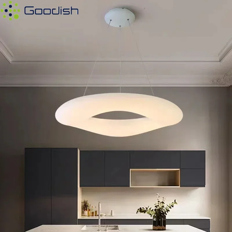 

Nordic Style LED Pendant Light Creative Simple Acrylic Eye Protection Ring LED Lamps for Living Room Home Decoration Chandeliers