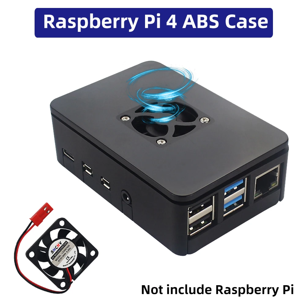 Raspberry Pi 4 ABS Case Plastic Box prtective Shell Black Housing  Optional Cooling Fan for Raspberry Pi 4