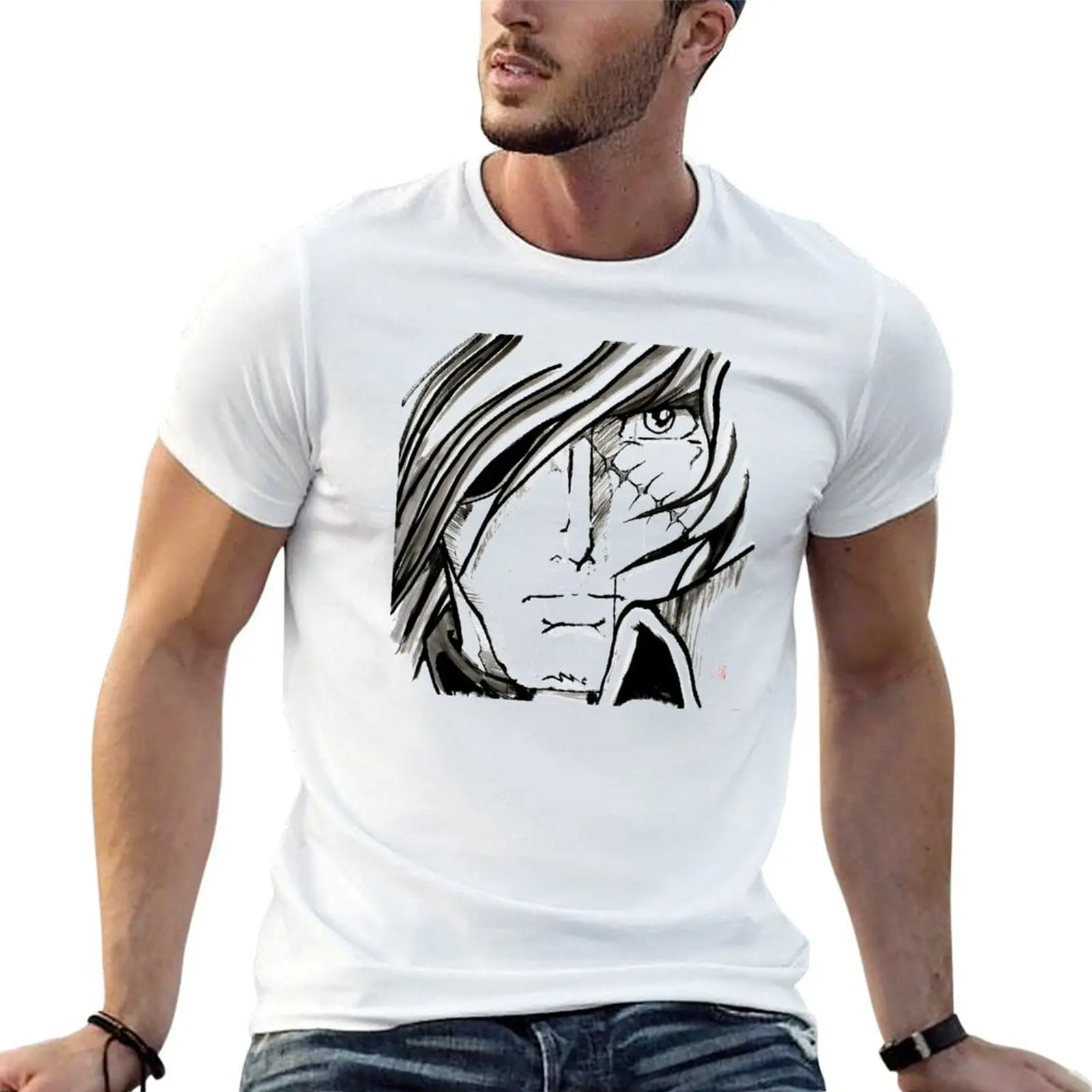 

captain harlock face T-Shirt cotton t shirts high quality t shirt for man anime tshirt T-shirt