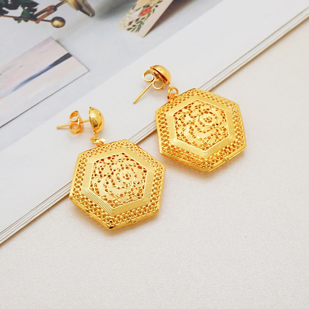 GDJWRI Indian Fashion Gold Color Jewelry Sets For Women Necklace Pendant Earrings Wedding Nigeria France Jewelry Set Party Gifts