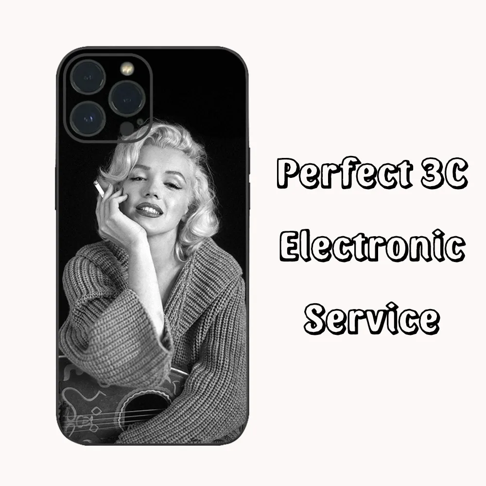 Sexy Girl M-Marilyns M-Monroes Phone Case  For iPhone16 15 14 13 12 Mini 11 Pro XS Max X XR SE5 6 7 8 Plus Soft Silicone Cover