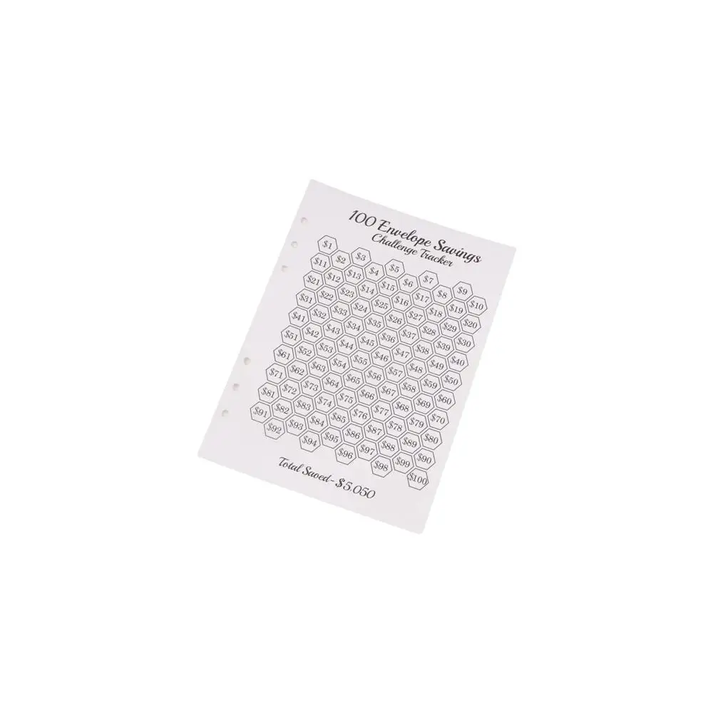 Financial Management 100 Envelope Savings Challenge Money Saving Loose-Leaf Binder 100 Envelope Challenge Binder