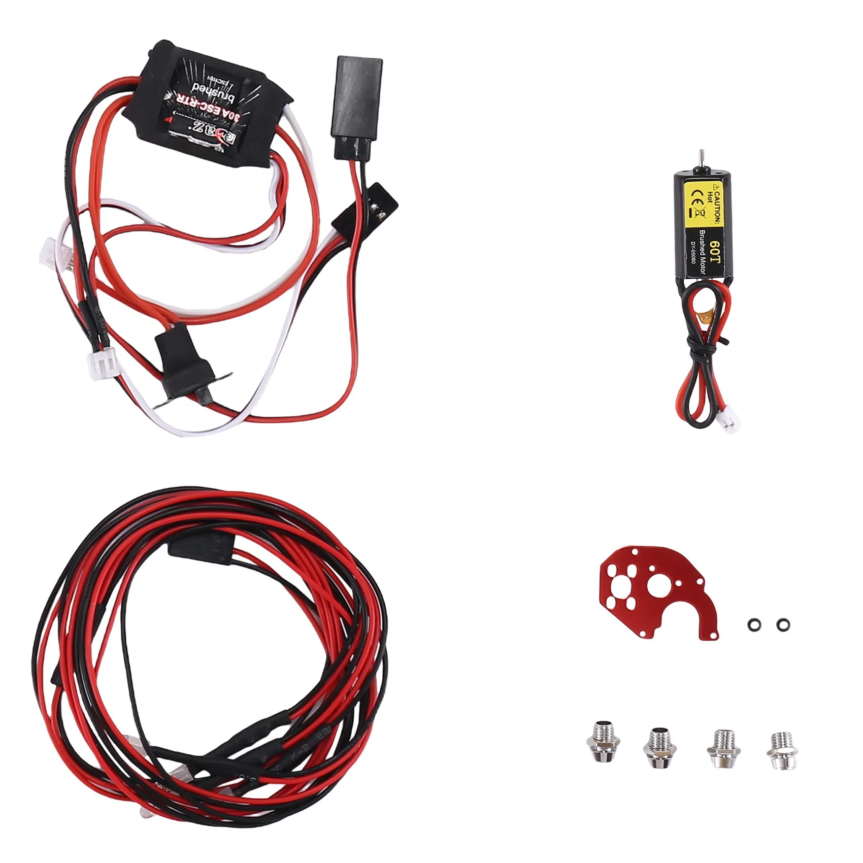 050 60T Motore Spazzolato e 30A ESC e 2 Bianco 2 LED Rosso Luce Per Axial SCX24 1/18 1/24 1/28 1/32 RC Auto Aggiornamenti Parti