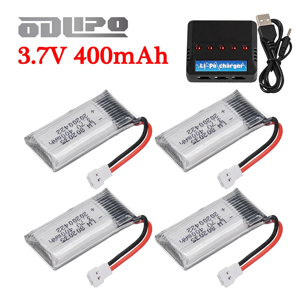 3.7V 400mAh 25C Lipo batteria e caricabatteria per X4 H107 H31 KY101 E33C E33 U816A V252 H6C RC Quadcopter Drone pezzi di ricambio