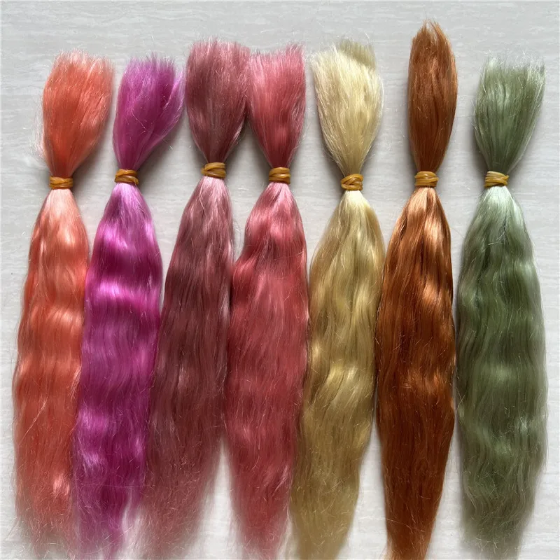 Grass Green / Golden / Bright Orange 9 Colors Reborn Doll Mohair Accessories To DIY BJD OB11 Dolls Hair Wig